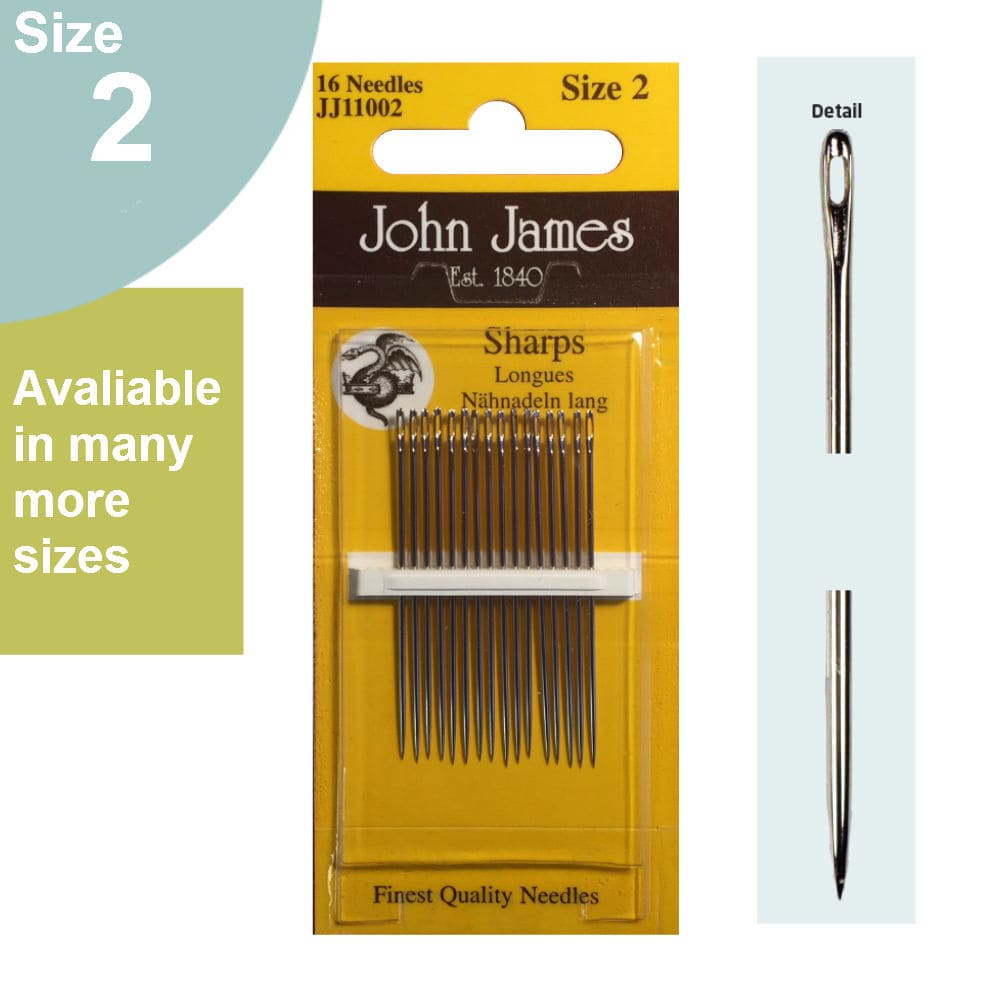 Regular Sharp Hand Sewing Needles - 10 From John James - Needles Pins and  Magnets - Accessories & Haberdashery - Casa Cenina