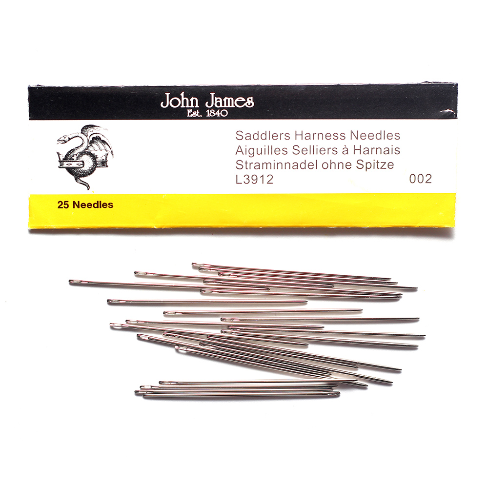 RMLeatherSupply All Sizes John James Saddlers Harness Needles Pack of 25 3/0 Size 000 Blunt Tip for Leather Sewing